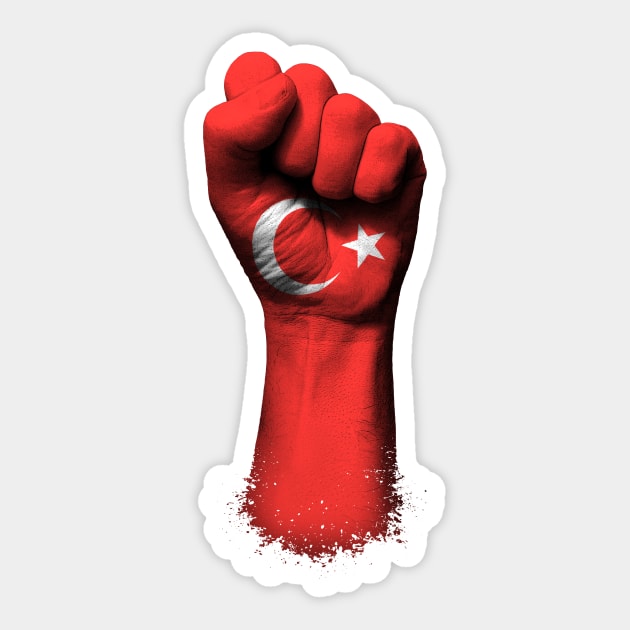 Flag of Turkey on a Raised Clenched Fist Sticker by jeffbartels